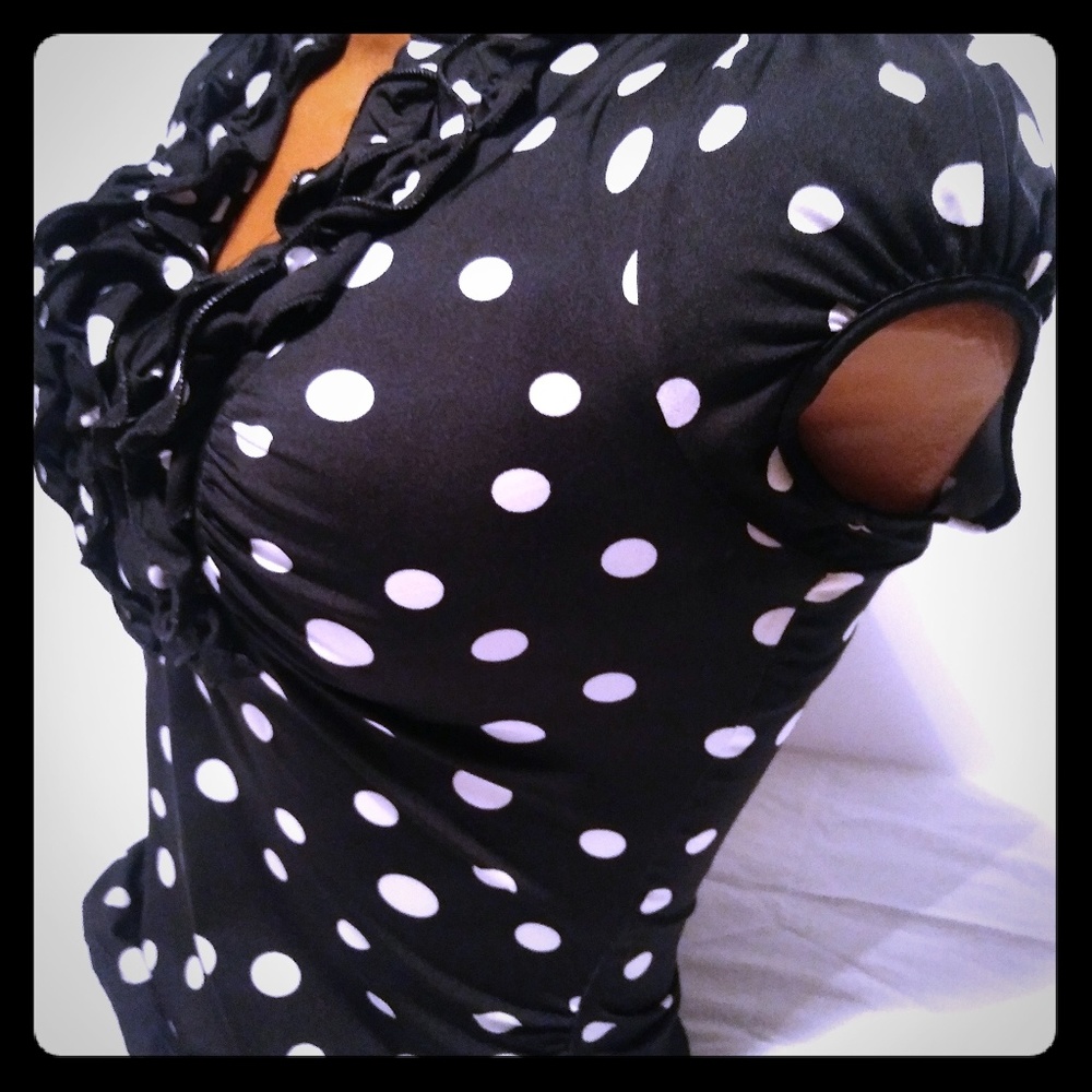 Polka Dot Heart Soul Strectch Top Blouse